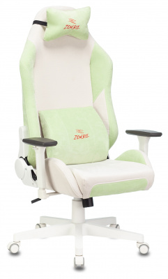 Игровое компьютерное кресло Zombie EPIC PRO Fabric, белый/зеленый